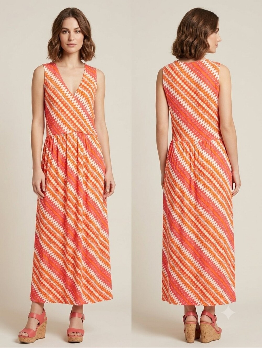 J. J ill Vibrant Pink and Orange Maxi Dress